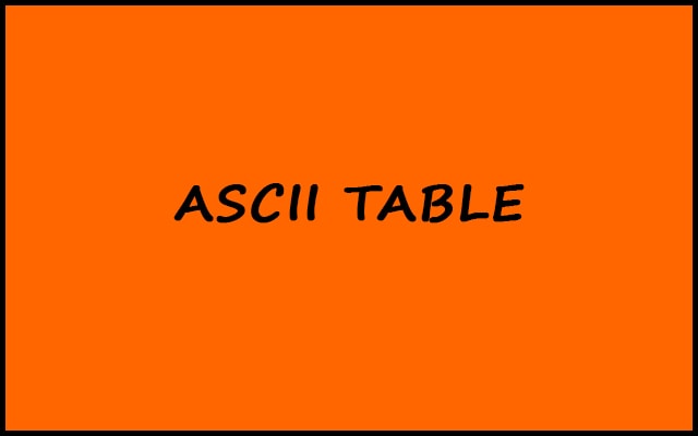 ASCII Table - Character Codes with Decimal, Hex, Binary, and HTML