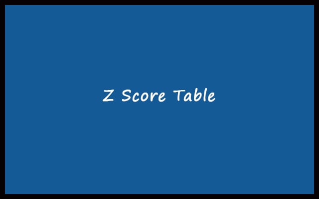 Z Score Table